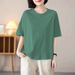 A Solid-Colored Short-Sleeved Top With A Round Neckline Perfect For Summer, Versatile In Styling, Stylish And Unique I_ecoleips.com