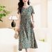 Cotton Silk Printed Skirt 2024 Spring Summer New Rayon Bohemian Floral Women Long Maxi Dress_ecoleips.com