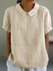 K New Loose Collared Shirt, Women's Short Sleeved Top_ecoleips.com
