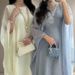 Modest Abaya Dress Plus Size Rhinestone Decorated Sheer Batwing Sleeve Long Robe For Women Middle Eastern Style Luxurious Polyester Dress_ecoleips.com
