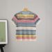 Women's Clothing Summer Rainbow Striped Round Neck Button Short Sleeve Knitted Cardigan Slim Fit Short Versatile Shirt Top_ecoleips.com
