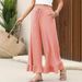 Women's Clothing Wide Leg Pants Drawstring Elastic High Waist Pleated Hem Wide Leg Pants With Pockets_ecoleips.com