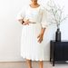Women's Clothing Summer A-Line Dress Solid Color Round Neck Tie Waist Pleated High-Quality Mid-Length_ecoleips.com