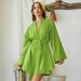 Green Cotton Long Sleeve Robe Shorts Lace-up Pajamas Two-piece Set European And American Autumn Wholesale New Home_ecoleips.com