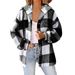 Women's Plaid Fleece Hooded Jacket - Cozy Winter Coat With Button Closure, Soft Polyester Blend, Oversized Fit For Casual & Work_ecoleips.com