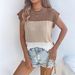 2026 Spring Summer Color Block Cable Knit Casual Loose Batwing Sleeve Sweater Vacation Top Cross-Border Women's_ecoleips.com