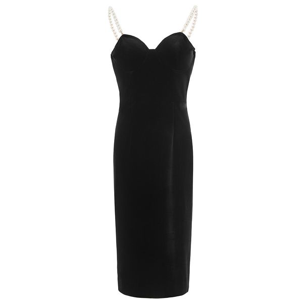 Velvet Strappy Bodycon Dress - Elegant V-Neck Backless Midi Dress For Women, Stretchy & Flattering Fit, Party & Evening Wear_ecoleips.com