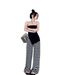 Summer Hot Girl New Women Irregular Strapless Split Vest Top Casual Striped Wide-Leg Pants Two-Piece Set_ecoleips.com