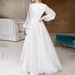 New Temperament Elegant Solid Color V-neck Slim-fitting Long-sleeved Waist Women's Long Dress_ecoleips.com