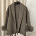 Reversible Fox Fur & Wool Blend Coat – Elegant Short/Long Double-Faced Trench Coat For Women (S/M) – Grey/Beige/Black/Coffee/Angora Red_ecoleips.com
