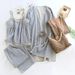 2023 Cotton Crepe Pajamas Women's Long-sleeved Robe + Halter Top + Pants Three-piece Set Suspenders With Breast Pads Pijamas_ecoleips.com