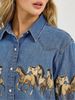 K Retro Denim Collar Shirt, Fashionable Wild Horse Print Denim Jacket_ecoleips.com