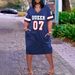 Summer V-Neck Letter Print A-Line Dress, Loose Fit Casual Maxi Dress For Women, Elegant Short Sleeve Chiffon Dress With Flowy Hem_ecoleips.com