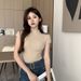 Pure Desire Wind Semi-turtleneck Short-sleeved T-shirt Women's 2025 Summer Slim-fitting And Thin Bottoming Shirt With Top Inside_ecoleips.com