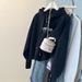 real-shot Composite Button Hooded Embroidered Sweatshirt For Women, Spring And Autumn Thin Loose-fitting_ecoleips.com