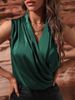 Women's Spring Summer Sleeveless Satin Blouse Ruched Tank Top New Sexy Shirt_ecoleips.com