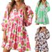 cross-border Spring Summer New European And American Design Striped Tie V-neck Three-quarter Sleeve Printed Dress_ecoleips.com