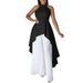 Women's Clothing Elegant Halter Neck Backless Top & Wide-Leg Pants Set | Crinkle Texture Two-Piece Outfit | Polyester Blend Women’s Suit_ecoleips.com