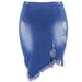 Medium Skirt Women's Summer New Internet Celebrity Hip-wrapped Fringed Denim Skirt_ecoleips.com