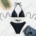 Women's Clothing Swimsuit Bikini Women's Solid White Sexy Halter Neck Lace Up Swimsuit_ecoleips.com