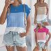2026 Spring Summer Color Block Cable Knit Casual Loose Batwing Sleeve Sweater Vacation Top Cross-Border Women's_ecoleips.com