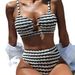 Women's Clothing Women's Two Piece Swimsuit Black White Color Blocking Sexy Bikini For Formal & Casual For Women_ecoleips.com