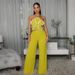 Women's Clothing Floral Two Piece Set Women's Clothing Sexy Strapless Short Top With Solid Color Wide Leg Pants_ecoleips.com