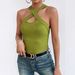 New Halter Neck Sleeveless Brushed Ribbed Knit T-Shirt Top Fashionable And Versatile_ecoleips.com