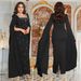Fashion Women's Clothing Back Slit Cape Sleeve Hot Diamond Elegant Dress_ecoleips.com