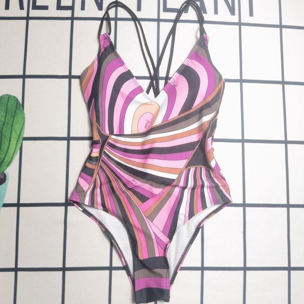 New European And American One-piece Swimsuit, Cross-border Printed Backless Sexy Hot Spring Women's Swimwear With All_ecoleips.com