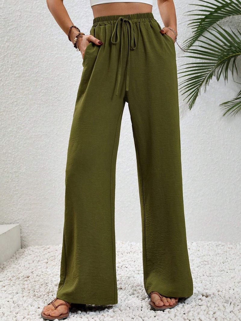 Women's Clothing Spring And Summer New All Match Solid Color Mopping Wide Leg Pants Casual Pants_ecoleips.com