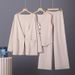 Women's Fashionable Knitted Three Piece Set Relaxed Style Sweater Vest Wide Leg Pants Autumn Winter Clothing Set_ecoleips.com
