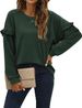 Women's Solid Color Crew Neck Sweatshirt Patchwork Ruffle Long Sleeve Autumn/Winter New Arrivals European American Style_ecoleips.com