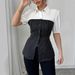 Women's Clothing Casual Shirt Striped Long Sleeved Irregular Shirt Spring And Autumn New Ultra Slim Shirt High End Feel_ecoleips.com