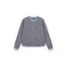Women's Style Soft Gray Knit Cardigan Preppy Style Jacket Autumn New Top_ecoleips.com