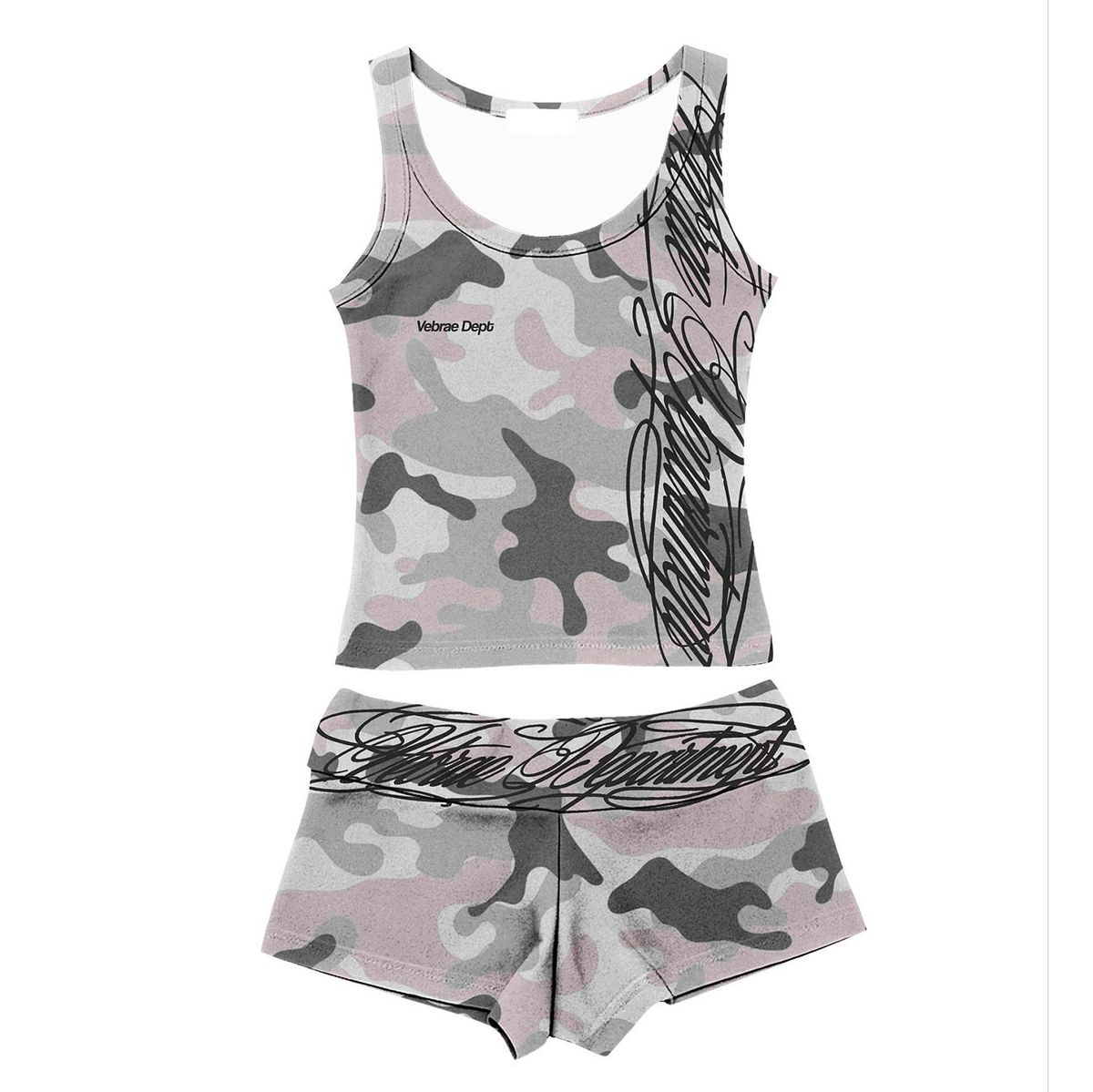 Y2K Vintage Crop Top And Shorts Set, U-Neck Sleeveless Top With American Letter Print, Retro Summer Outfit_ecoleips.com