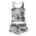 Y2K Vintage Crop Top And Shorts Set, U-Neck Sleeveless Top With American Letter Print, Retro Summer Outfit_ecoleips.com