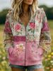 plus Size Women's Hooded Jacket Autumn/Winter New Arrival Zipper Pocket Printed Cardigan Sweatshirt European American Style_ecoleips.com