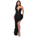 Verve Women's Off-Shoulder Backless Pure Desire Style Feather Sequin Dress_ecoleips.com