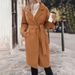 Bestseller: New European And American Autumn/Winter Women's Fashion Cross-Border Lace-Up Long Solid Color Woolen_ecoleips.com