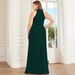 New Solid Color European American Style Slit Fashion Round-neck Long Dress For Cross-border And_ecoleips.com