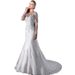 Elegant Slimming Lace Mermaid Wedding Dress with Open Back round Neck Long Sleeve 2024 Style for Travel Photography_ecoleips.com