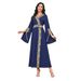 Modest Abaya Dress Elegant Beaded Abaya Dress For Women - Dubai Style Long Sleeve Maxi Dress With Waist Tie_ecoleips.com