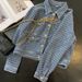 Women's Clothing Autumn Women's Clothing New Heavy Woven Loose Contrast Retro Denim Jacket Short Women's Outerwear Jacket_ecoleips.com