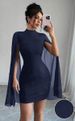 Women's Clothing Women's Round Neck Ribbed Chiffon Cape Dress Style Hip Dress For Formal & Casual For Women_ecoleips.com