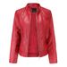 K New Leather Jacket With Feminine Temperament, European And American Plus Size Stand Up Collar PU Leather Jacket, Women's Leather Jacket_ecoleips.com