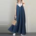 2024 Casual Loose Solid V-neck Backless Sexy Long Sleeveless Women's Party Dress_ecoleips.com