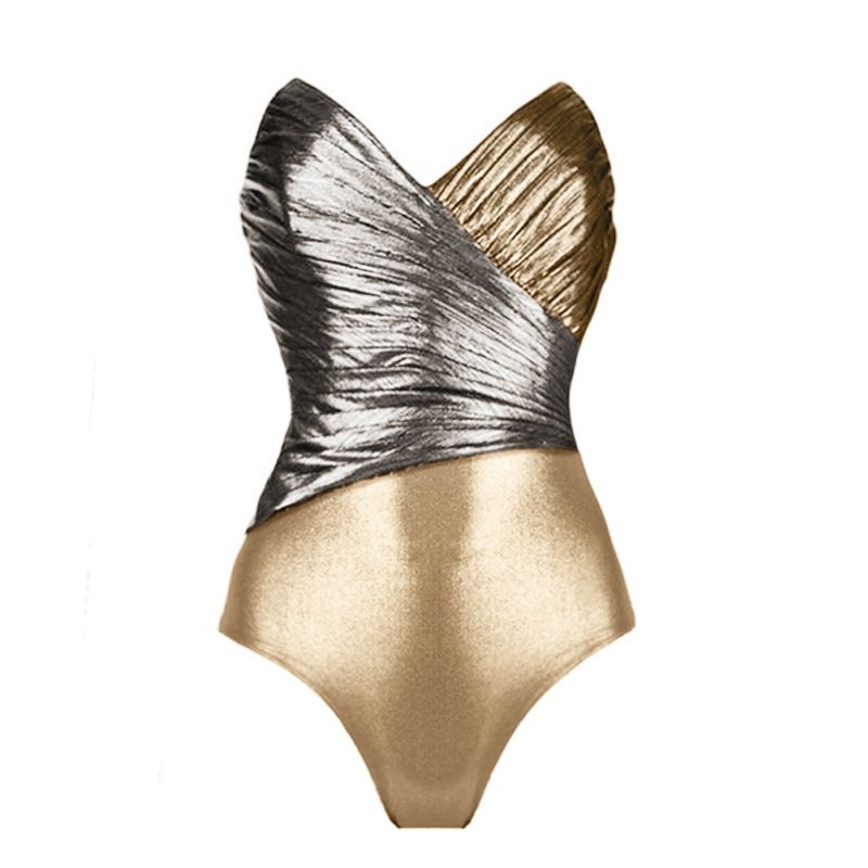 Women's Clothing One Piece Swimsuit Sexy Hollow Contrast Color Stitching Swimsuit And Umbrella Skirt Suit_ecoleips.com