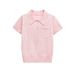 Elegant Short Sleeve Blouse - Soft Polyester Blend, Versatile & Breathable For Women (Pink/White/Navy/Yellow, S/M/L)_ecoleips.com