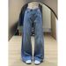 Women's High-Waisted Slimming Rhinestone Denim Jeans Straight Leg Wide Leg Pants Retro American Style For Autumn/Winter_ecoleips.com